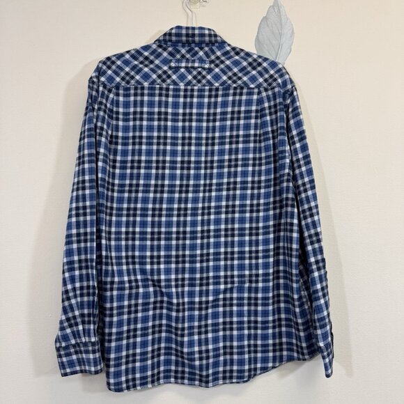 Duluth Trading Men’s Plaid Flannel Shirt Size L Blue Long Sleeve - Picture 4 of 6